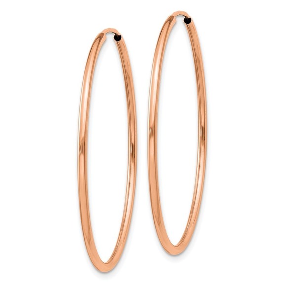 14k Rose Gold Polished Endless Tube Hoop Earrings - Picture 4 of 4